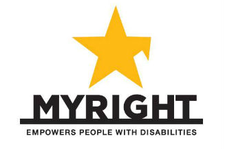 MyRight poziv za konsultanta/icu za izradu mentorskog programa za osnaživanje žena s invaliditetom u projektu osnaživanja žena ”Ovdje sam - vidljiva i ponosna”. Na slici je MyRight logo.